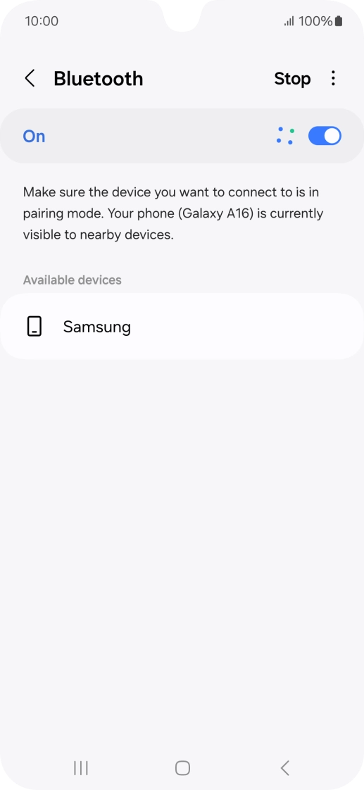 Press the required Bluetooth device and follow the instructions on the screen to pair the device with your phone. Press the required Bluetooth device and follow the instructions on the screen to pair the device with your phone.