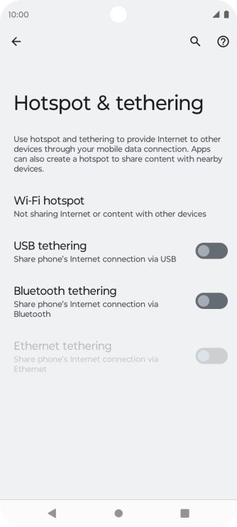 Press Wi-Fi hotspot. Press Wi-Fi hotspot.