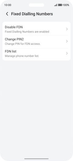 Press Disable FDN. Press Disable FDN.