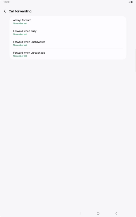 Press the required divert type. Press the required divert type.