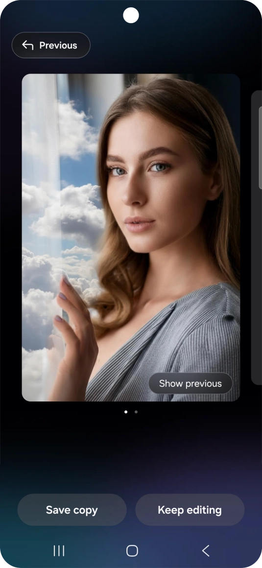 Press Save copy to save the generated photo suggestion. Press Save copy to save the generated photo suggestion.