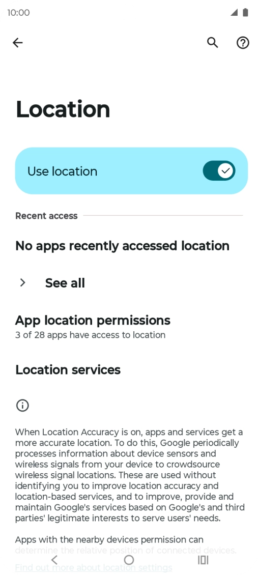 Press App location permissions. Press App location permissions.