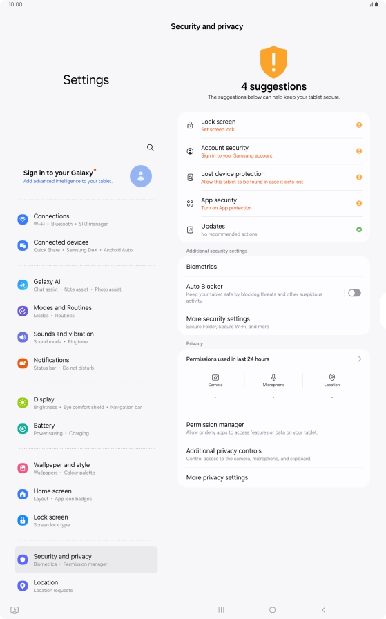 Press More security settings. Press More security settings.