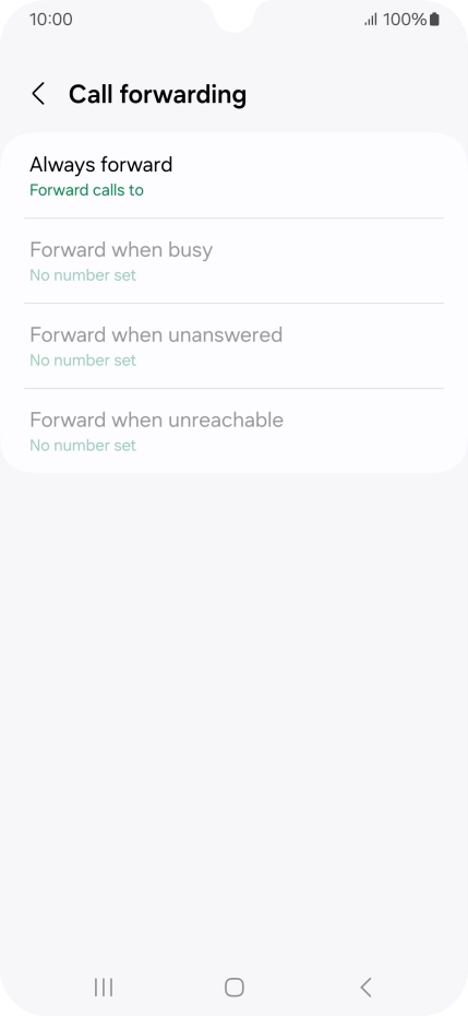 Press the required divert type. Press the required divert type.