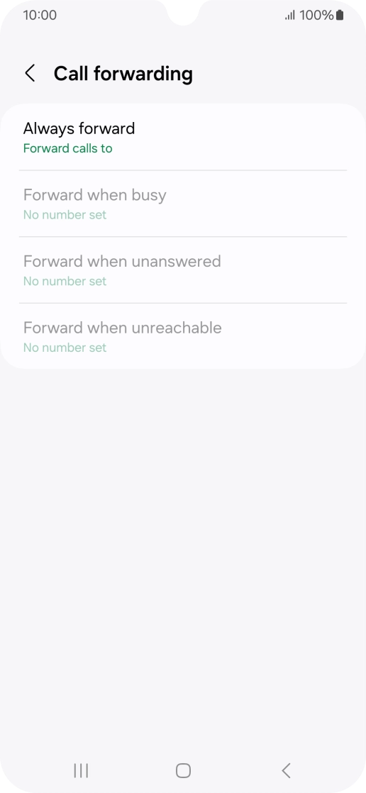 Press the required divert type. Press the required divert type.