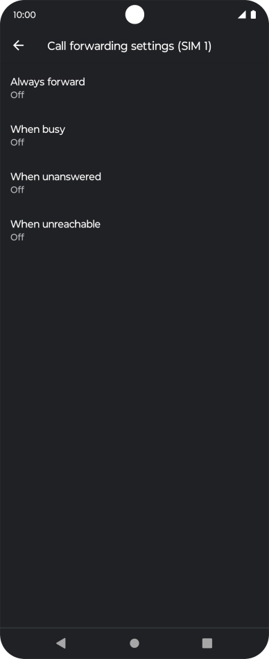 Press the required divert type. Press the required divert type.