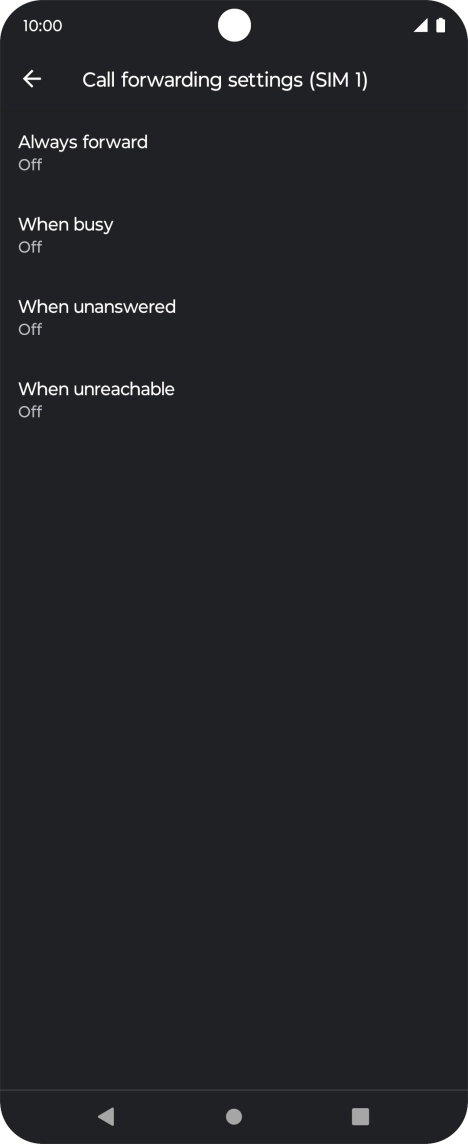 Press the required divert type. Press the required divert type.
