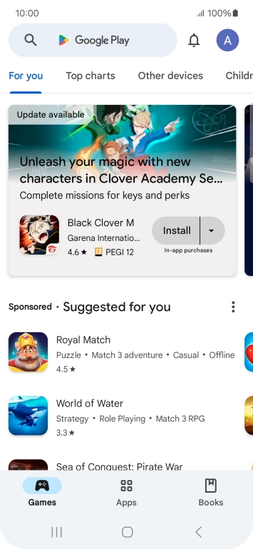 Press the profile icon. Press the profile icon.