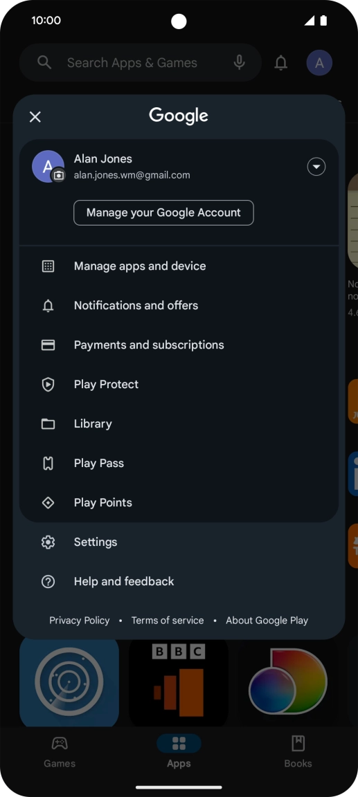 Press Manage apps and device. Press Manage apps and device.