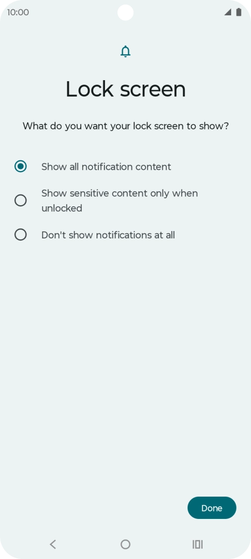 Press the required setting. Press the required setting.