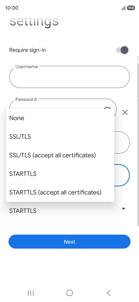 Press SSL/TLS. Press SSL/TLS.