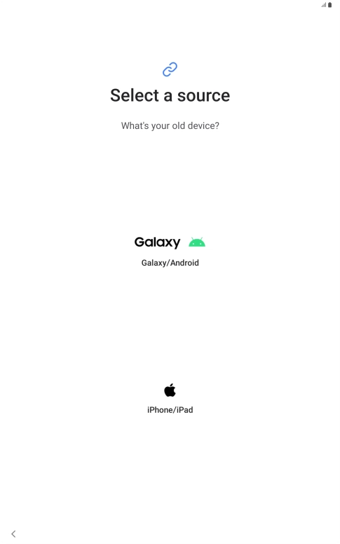 Press the required setting and follow the instructions on the screen to transfer content from another device. Press the required setting and follow the instructions on the screen to transfer content from another device.