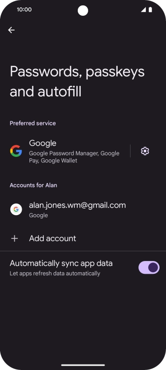 Press Add account. Press Add account.