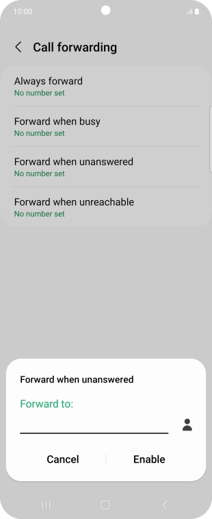 Key in +447953222222 and press Enable. Key in +447953222222 and press Enable.