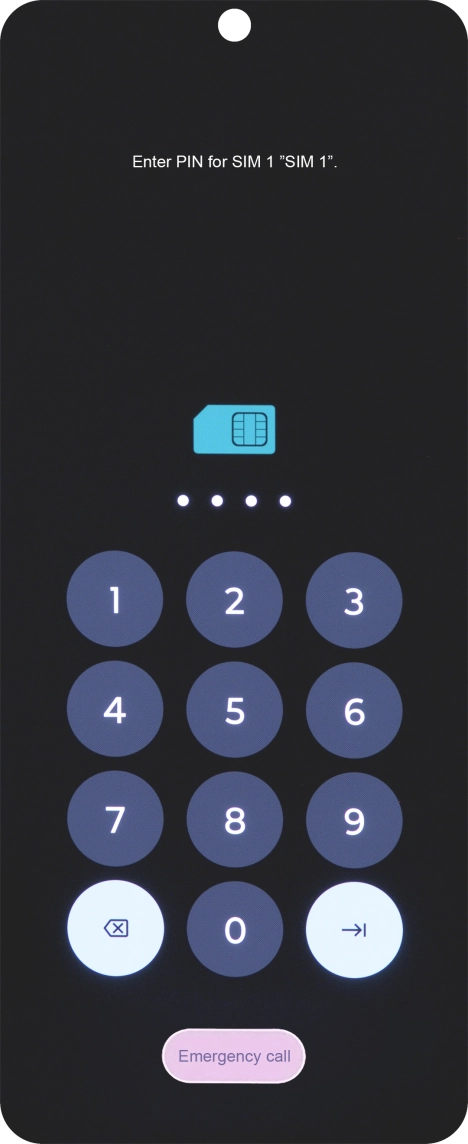 If your SIM is locked, key in your PIN and press arrow right. The default PIN is 1111. If your SIM is locked, key in your PIN and press arrow right. The default PIN is 1111.