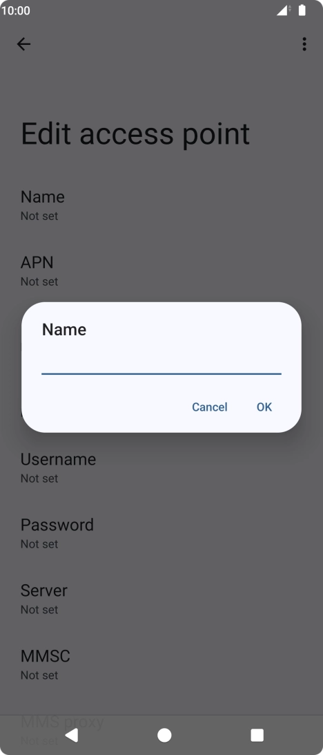 Key in EE Internet and press OK. Key in EE Internet and press OK.