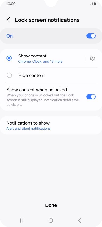 Press the required settings to turn them on or off. Press the required settings to turn them on or off.
