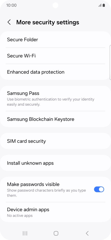 Press SIM card security. Press SIM card security.