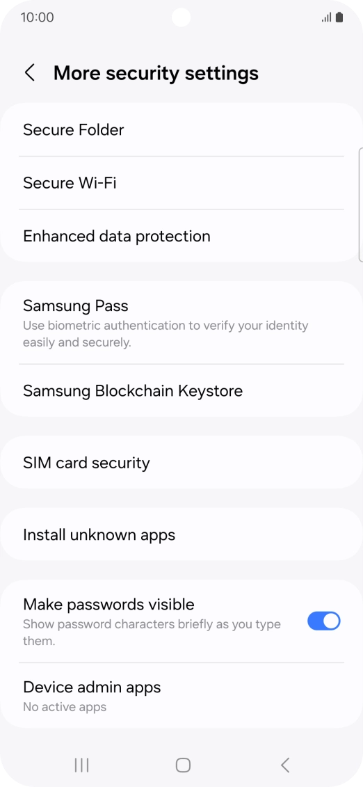 Press SIM card security. Press SIM card security.