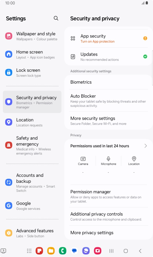 Press More security settings. Press More security settings.