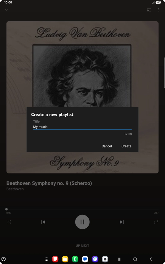 Key in a name for the playlist and press Create. Key in a name for the playlist and press Create.