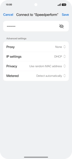 Key in the password for the Wi-Fi network and press Save. Key in the password for the Wi-Fi network and press Save.