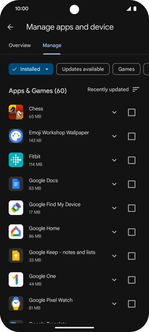 Press the required app. Press the required app.