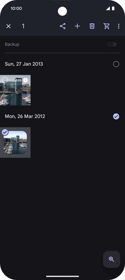 Press the required pictures or videos to select them. Press the required pictures or videos to select them.