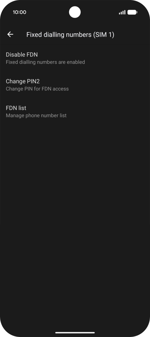 Press Disable FDN. Press Disable FDN.