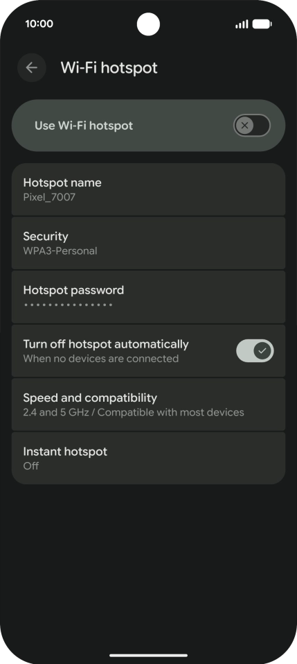 Press Hotspot password and key in the required password. Press Hotspot password and key in the required password.
