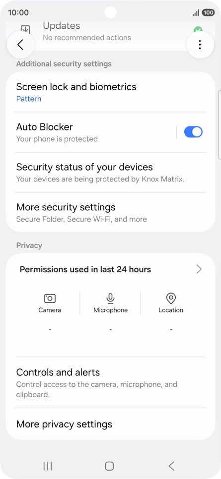 Press More security settings. Press More security settings.