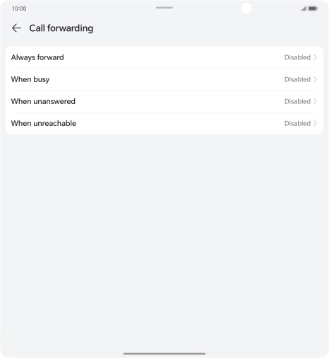 Press the required divert type. Press the required divert type.