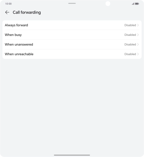Press the required divert type. Press the required divert type.