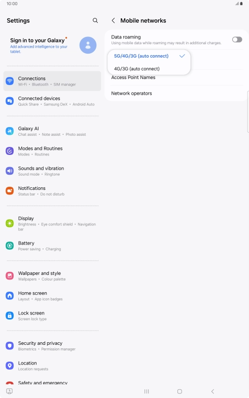 Press the required network mode. Press the required network mode.