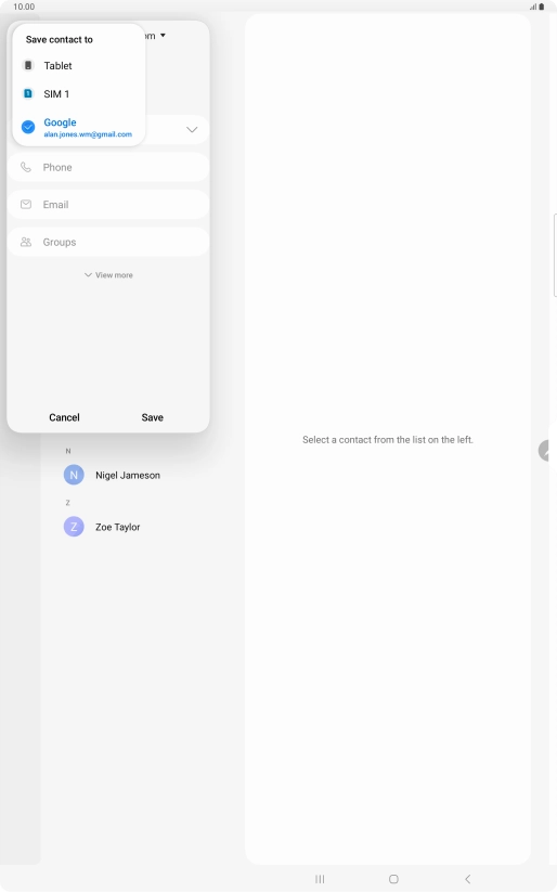 Press the required Google account. Press the required Google account.
