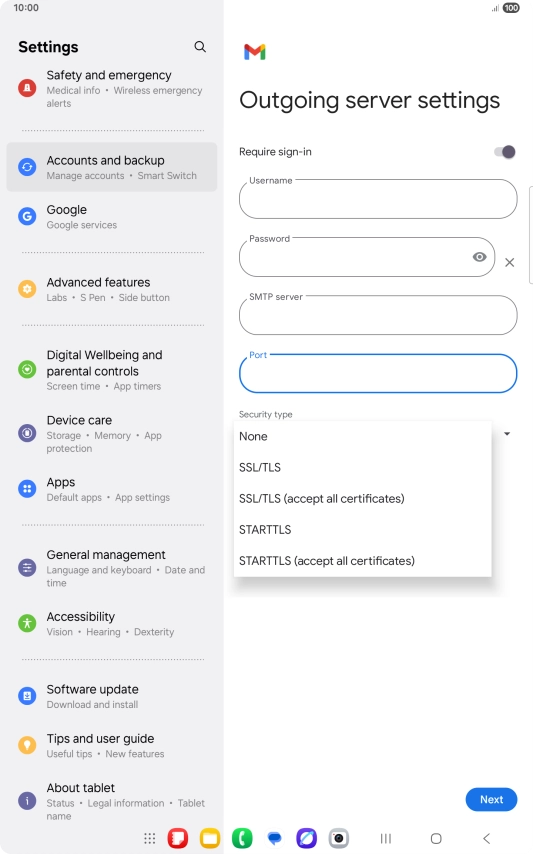 Press SSL/TLS. Press SSL/TLS.
