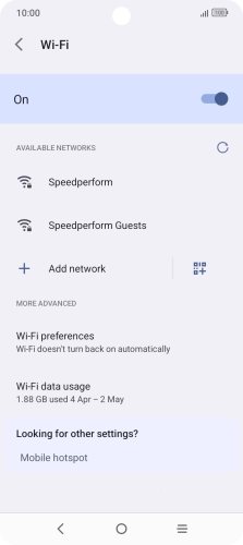 Press the required Wi-Fi network. Press the required Wi-Fi network.