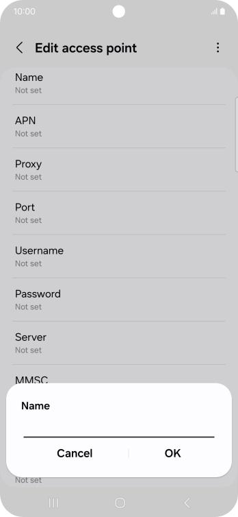 Key in EE Internet and press OK. Key in EE Internet and press OK.