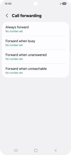 Press the required divert type. Press the required divert type.