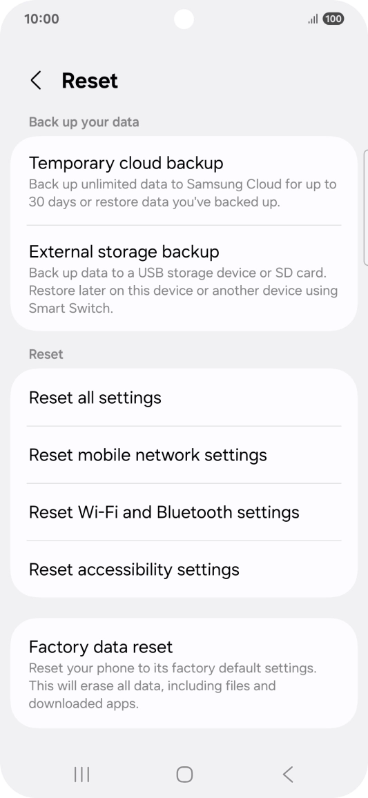 Press Factory data reset. Press Factory data reset.