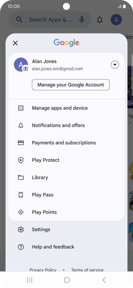Press Manage apps and device. Press Manage apps and device.