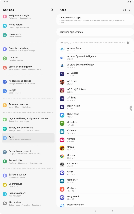 Press the required app. Press the required app.