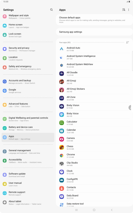 Press the required app. Press the required app.