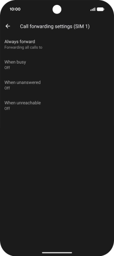 Press the required divert type. Press the required divert type.