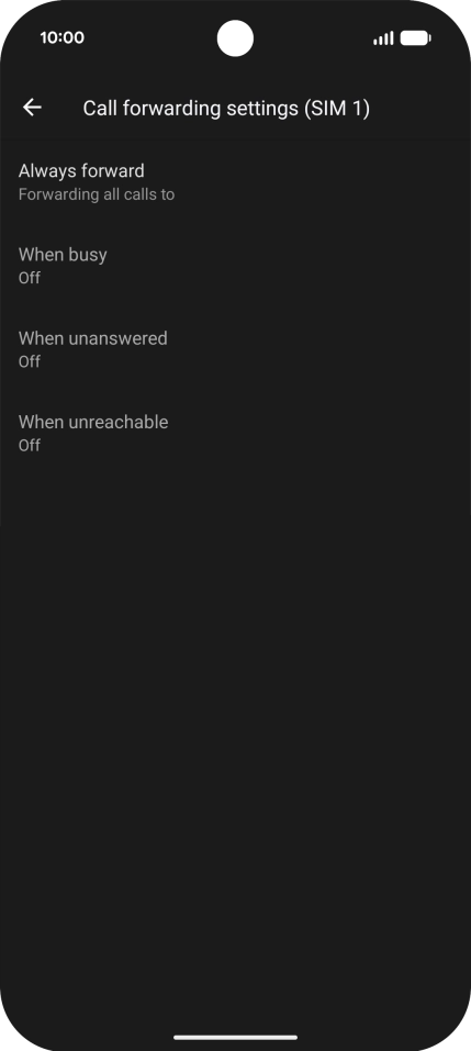 Press the required divert type. Press the required divert type.