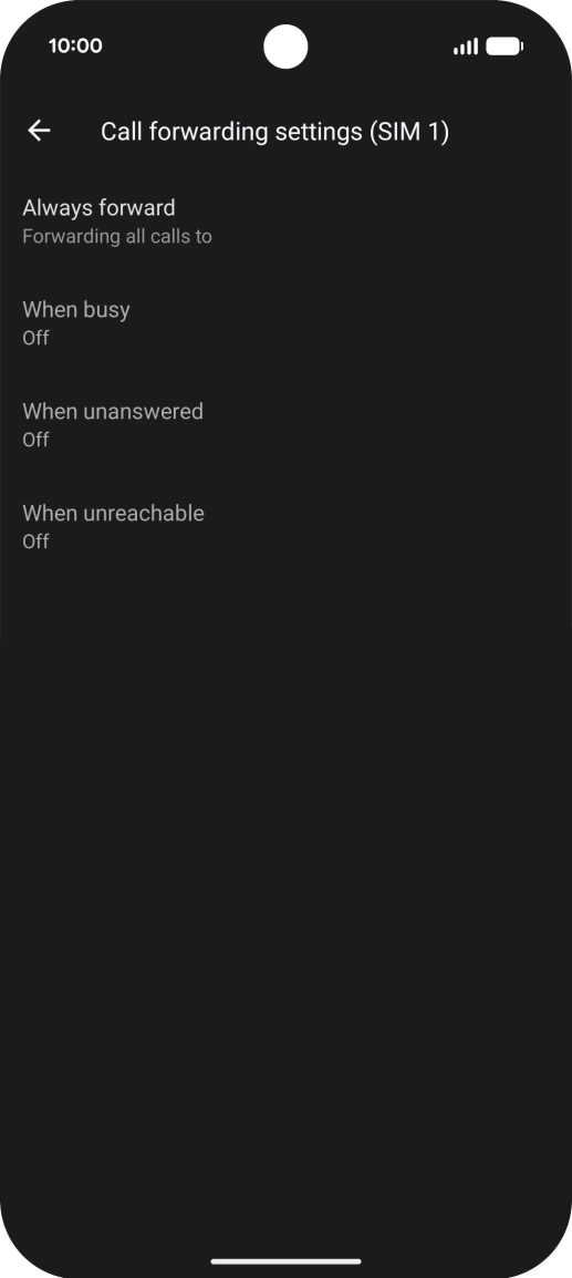 Press the required divert type. Press the required divert type.
