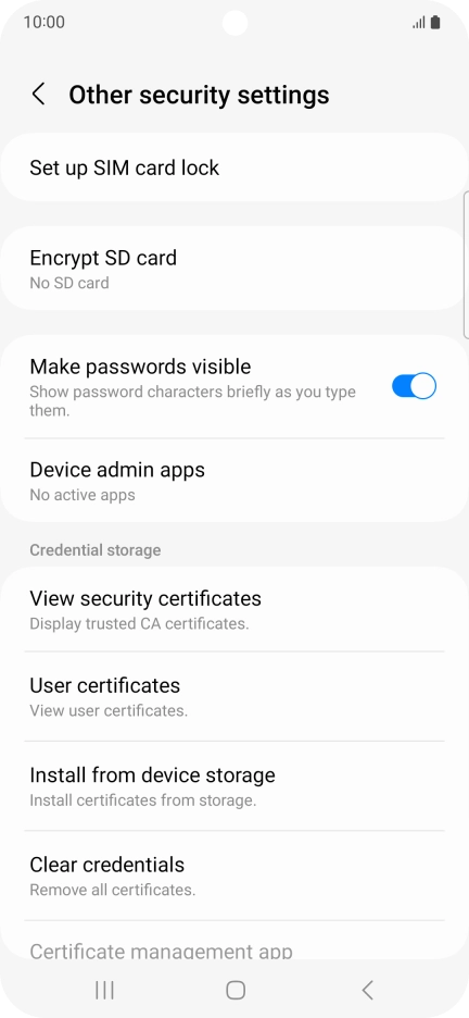 Press Set up SIM card lock. Press Set up SIM card lock.