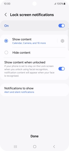 Press the required settings to turn them on or off. Press the required settings to turn them on or off.