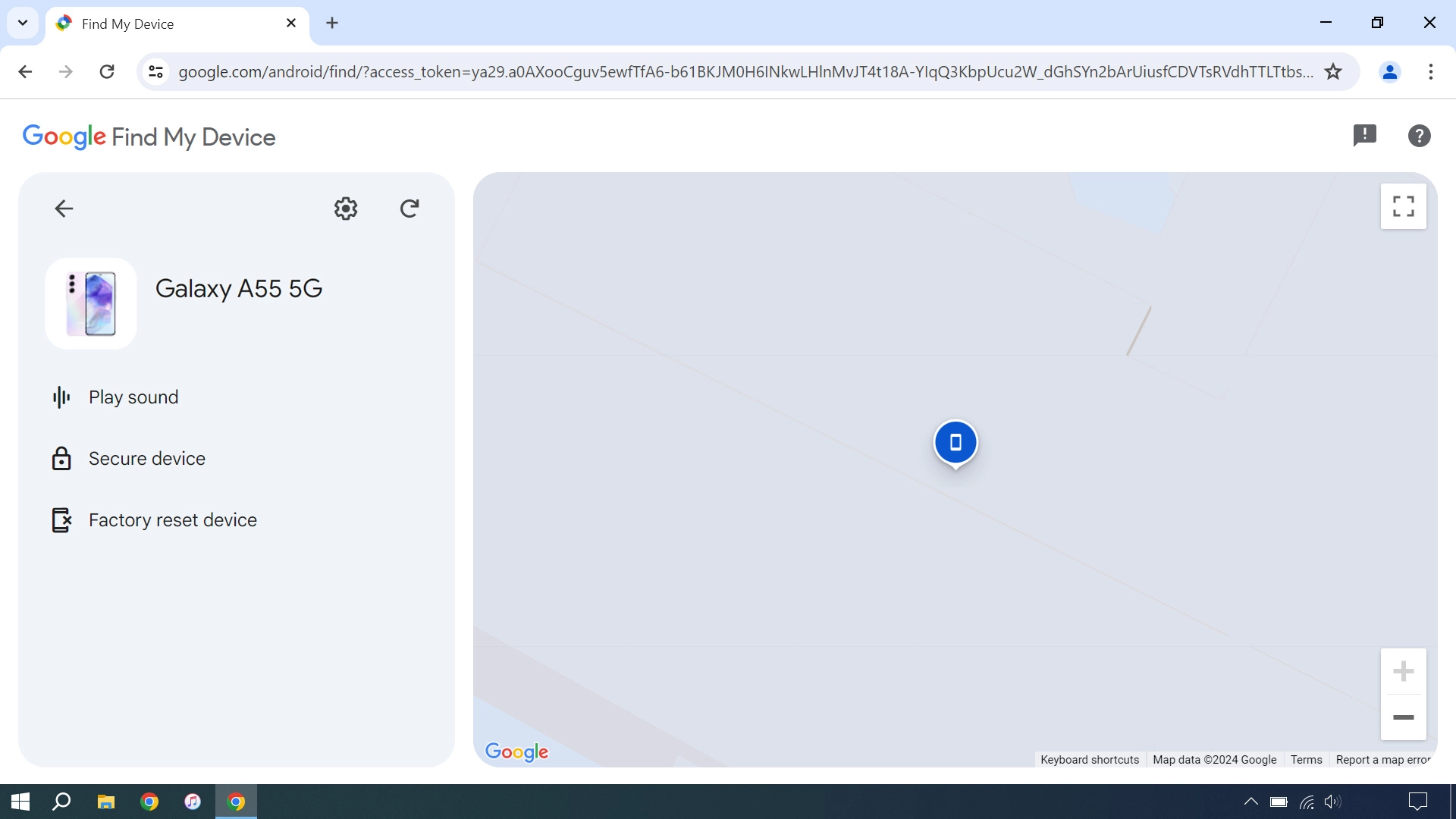 Your phone's latest position is displayed on the map. Your phone's latest position is displayed on the map.