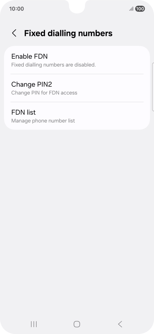 Press Enable FDN. Press Enable FDN.